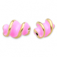 Abalorios Acero Inox espiral Dorado-rosa