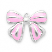 Colgantes Acero Inox lazo Plateado-rosa