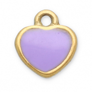 Colgantes Acero Inox coraz&oacute;n Dorado-lila
