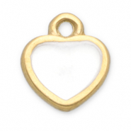 Colgantes Acero Inox corazón Dorado-blanco