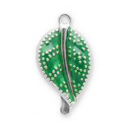 Colgantes Acero Inox hoja Plateado-verde