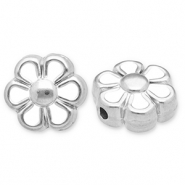 Abalorios Acero Inox flor Plateado-blanco