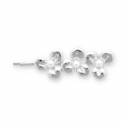 Accesorios para el pelo pasador para pelo flores con imitación de perlas Plateado-blanco
