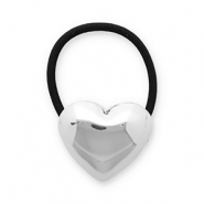 Accesorios para el pelo Coleteros para pelo con metálico corazón Plateado-negro