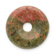 Colgantes de piedra natural &Aacute;gata dona 16mm Rojo-verde oliva