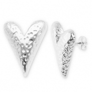 Pendientes Acero Inox corazón Plateado