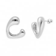 Pendientes Acero Inox corazón Plateado