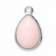 Colgantes Acero Inox piedra natural gota Plateado-rosado