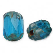 Abalorios Checos FPB óvalo 6x4mm Aqua-dark travertin