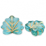 Abalorios acr&iacute;licos hoja Azul verdoso-dorado