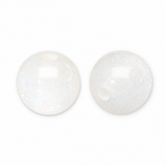 Abalorios acr&iacute;licos con glitter 8 mm Blanco-turquesa