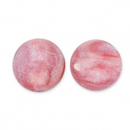 Abalorios acr&iacute;licos con glitter 6 mm Rosa-turquesa