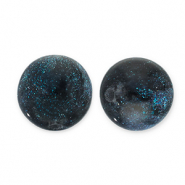 Abalorios acr&iacute;licos con glitter 8 mm Negro-turquesa