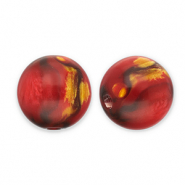 Abalorios de resina con glitter 12mm Rojo-dorado