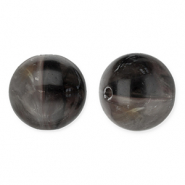 Abalorios acr&iacute;licos 12 mm redondos Gris oscuro-blanco