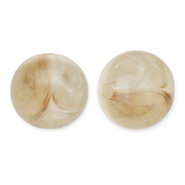 Abalorios acrílicos 12 mm redondos Marrón beige-blanco