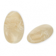 Abalorios acr&iacute;licos ovalado largo Marr&oacute;n beige-blanco