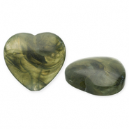 Abalorios acr&iacute;licos coraz&oacute;n Verde oliva