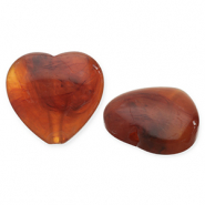 Abalorios acr&iacute;licos coraz&oacute;n Marr&oacute;n naranja