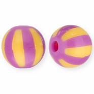 Abalorios acrílicos 12 mm con rayas Púrpura-naranja claro