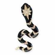 Broches llamativos con anilla serpiente Dorado-negro-transparente