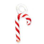 Colgantes de vidrio bastón de caramelo navideño Rojo-blanco