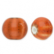 Abalorios de cerámica con rayas 12mm Naranja oscuro