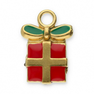 Colgantes Acero Inox regalo navide&ntilde;o Dorado-rojo-verde