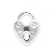 Colgantes Acero Inox candado coraz&oacute;n Plateado