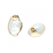 Perlas de agua dulce colgante Blanco natural-dorado