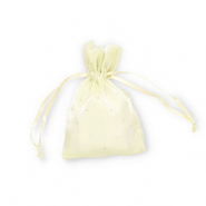 Bolso de satén con strass Amarillo vainilla-plateado