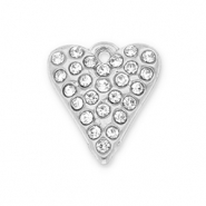 Colgantes Acero Inox coraz&oacute;n con strass Plateado-transparente