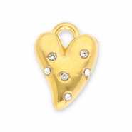 Colgantes Acero Inox coraz&oacute;n con strass Dorado-transparente