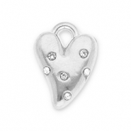 Colgantes Acero Inox coraz&oacute;n con strass Plateado-transparente