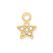 Colgantes Acero Inox estrella con strass Dorado-transparente