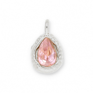 Colgantes Acero Inox gota con faceta Plateado-rosa claro