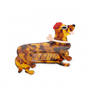 Accesorios pinza para el pelo perrito salchicha con pañuelo Marrón-nude-rojo