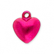 Colgantes met&aacute;licos cascabel coraz&oacute;n Fucsia
