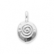 Colgantes metálicos óvalo con espiral Plateado
