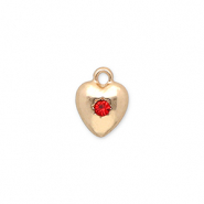 Colgantes met&aacute;licos coraz&oacute;n con strass Dorado-rojo