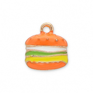 Colgantes met&aacute;licos hamburguesa Dorado-naranja-verde-amarillo