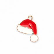 Colgantes met&aacute;licos gorro de pap&aacute; noel Dorado-rojo-blanco