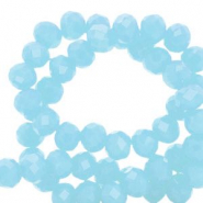 Abalorios faceteados 4x3 mm disco Azul agua claro-cubierta &aacute;mbar