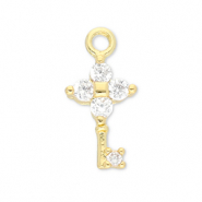 Metal TQ lat&oacute;n colgante llave Dorado-transparente