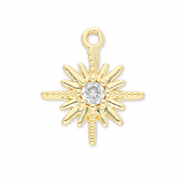Metal TQ lat&oacute;n colgante estrella Dorado-transparente