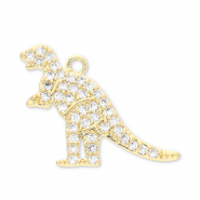 Metal TQ lat&oacute;n colgante dinosaurio Dorado-transparente