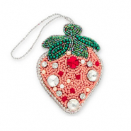Colgantes trendy fresa Rosa-verde-plateado