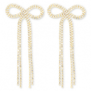 Metal TQ latón pendiente con strass lazo Dorado-cristal