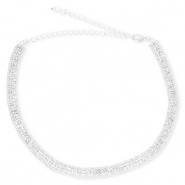 Metal TQ latón gargantilla con strass Plateado-cristal