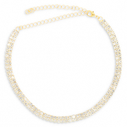 Metal TQ latón gargantilla con strass Dorado-cristal